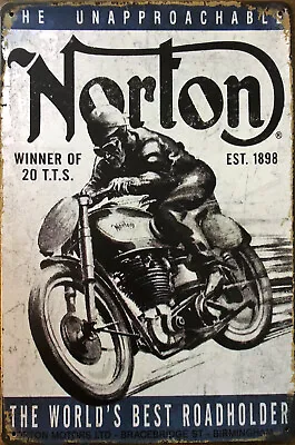 Norton Motorcycle Garage Rustic Look Vintage Tin Signs Man Cave Shed & Bar Sign • $9.99