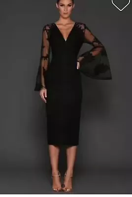 Elle Zeitoune Black Bell Sleeve Dress. Size 6. RRP $350 • $50