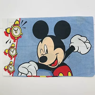 Vintage 80s Disney Mickey Mouse Alarm Clock Standard Pillowcase 20x26 USA • $5