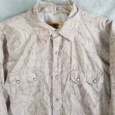 Larry Mahan Mens 2XL Shirt Cowboy Western Pearl Snap Paisley Saw Cotton  • $22.95