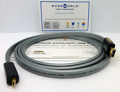 $399.99 • Buy WireWorld Platinum Starlight 7 USB 2 Meter A To Mini-B