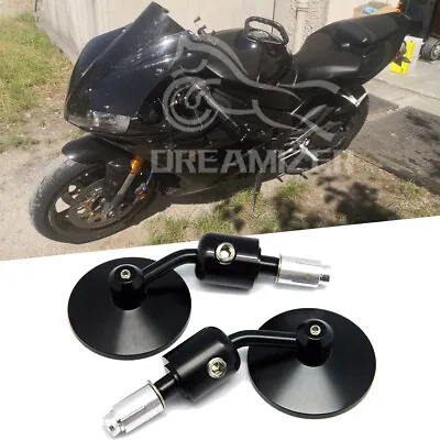 Round 7/8  Bar End Rearview Side Mirrors For Yamaha YZF-R1 R1 R6 FZ07 FZ09 MT07 • $25.05