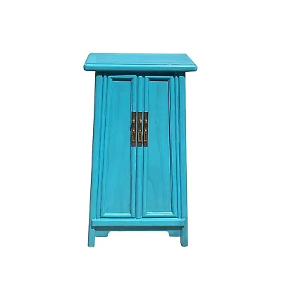 Chinese Oriental Pastel Blue Ming Style A Shape End Table Nightstand Cs7342 • $702