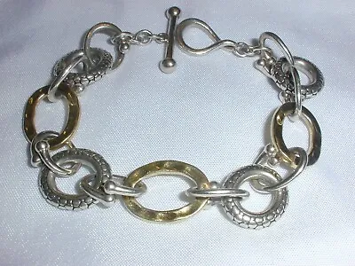 Designer Michael Dawkins Sterling Silver Gold Toggle Bracelet! • $79