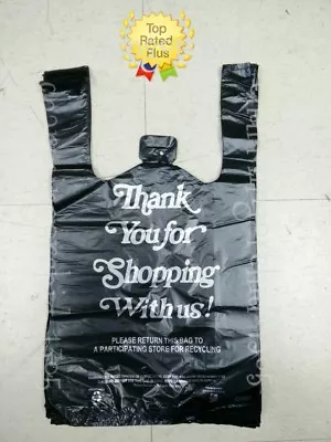 $12.99 • Buy Black Thank You Plastic T-Shirt Bags 1/8 Retail Shopping Bags 10  X 5  X 18 
