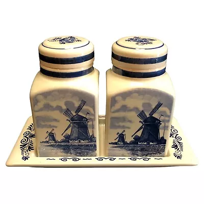 Delft Blue Holland Tea Caddy Jars With Under-Plate Hand Painted • $50