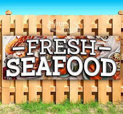 FRESH SEAFOOD Advertising Vinyl Banner Flag Sign Many Sizes USA • $27.23