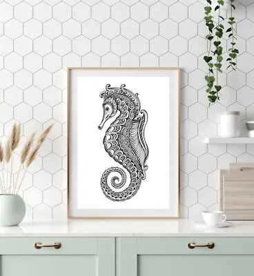 SEA HORSE A4 PRINT PICTURE POSTER HOME DECOR WALL ART UNFRAMED GIFT TRENDY New • £3.99