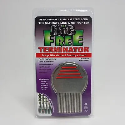 Nit Free Terminator Lice Comb - Stainless Steel  Micro-Grooved - (Red) • $4.99
