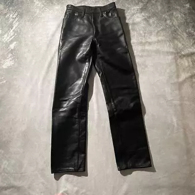 AERO Leather Authentic Steerhide Leather Pant Men Black Size 28 Used From Japan • $732.69