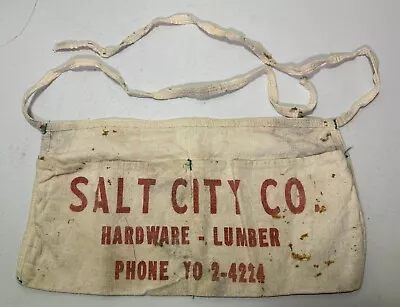 Vintage 1950’s Grand Saline TX. Salt City Co. Old Texas Advertising Nail Apron • $9.99