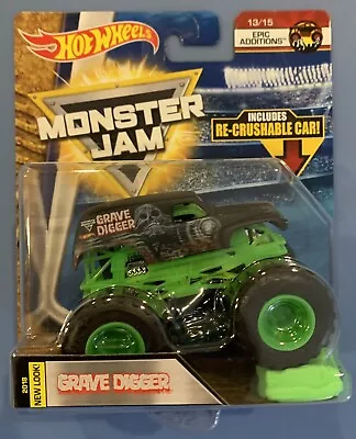 Grandma Grave Digger W/ Crush Car Hot Wheels MONSTER JAM 1/64 2018 • $14.99