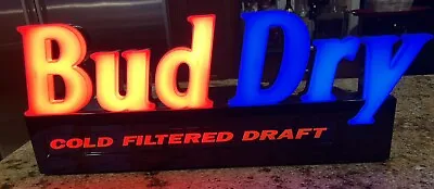 Vintage 1991 Bud Dry Cold Filtered Draft Beer Lighted Sign Budweiser • $99.99