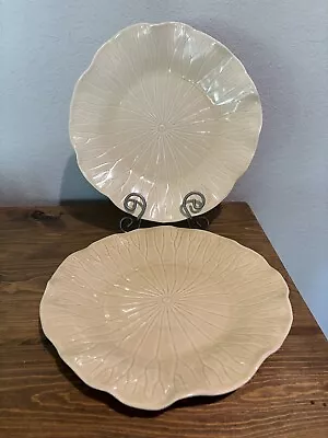 SET OF 2 METLOX POPPYTRAIL LOTUS Sand Beige Platter/Charger PLATES 12.5” • $36