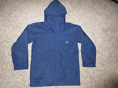 Vtg Alligator Lacoste Mens Nylon Zip Up/snap Hooded Jacket Sz Small Blue-pockets • $15.19