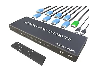 KVM Switch HDMI 8 Port - HDMI Switch With Remote- USB Switch Selector For 8 C... • $168.77