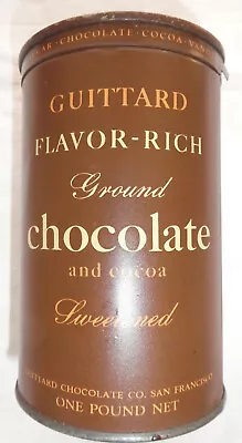 Vintage GUITTARD Flavor-Rich Ground Chocolate Cocoa 1 # FULL CONTENTS In TIN • $30