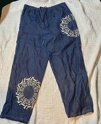 Vintage Sean Jean Men's Lounge Pants Denim Spellout Jogger Rare 38x33 Baggy Fit • $42.50