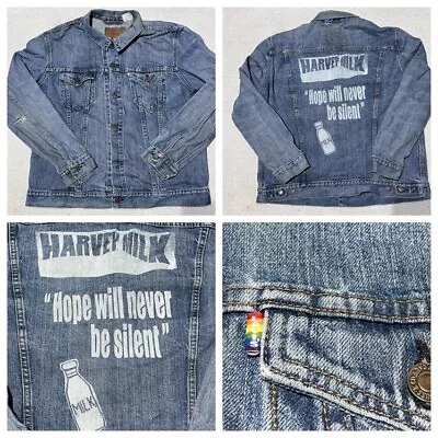 LEVIS Pride Harvey Milk Collection Denim Trucker Jean Jacket Unisex 2XL • $39