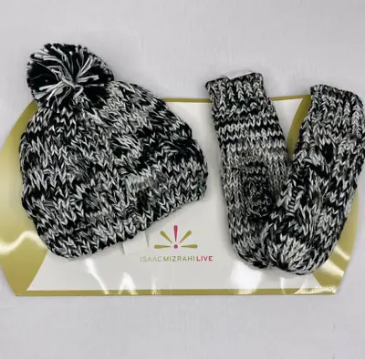 $55 • Buy Isaac Mizrahi Live! - Cable Knit Hat And Mittens - Black
