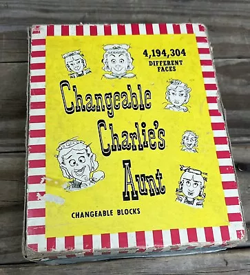 Vintage 1952 Changeable Charlie’s Aunt Toy Face Puzzle Wooden Blocks AS-IS COOL! • $17