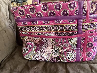 Vera Bradley Crossroads Tote In Very Berry Paisley Purse Patchwork Floral • $22