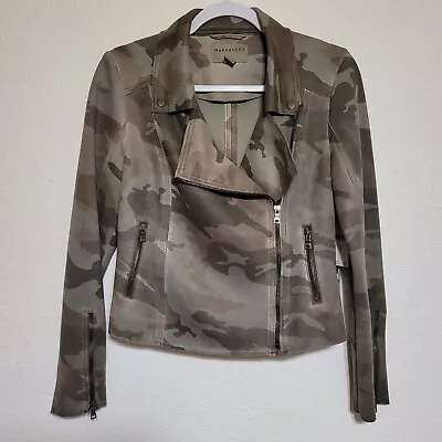 NWT Marrakech Anthropologie XS Cropped Suede Camo Moto Jacket Camouflage  • $49.99