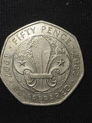 Rare 50p Fifty Pence Coin - Scouts Be Prepared 1907-2007- Circulated • £3