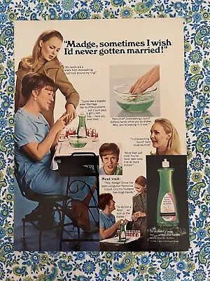 Vintage 1968 Palmolive Dishwashing Liquid Print Ad Madge Hand Soaking Softness • $4.90