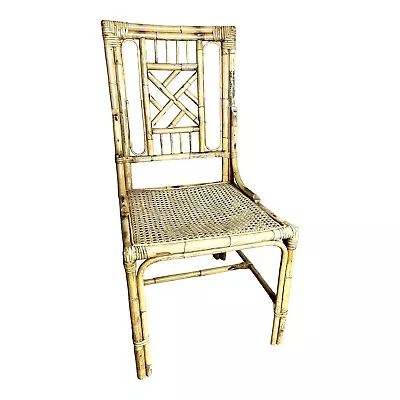 Vintage 1960s Bamboo Rattan Brighton Pavilion Side Chair With Cane Seat • $325