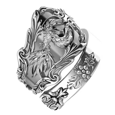 $64.99 • Buy 925 Sterling Silver Phoenix Ring Bird Animal Jewelry Gifts For Men Women