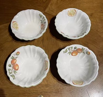 Set Of 4 Villeroy & Boch Fine China Cascara Rice Bowl Oranges Pattern 7 1/4” • $89.98