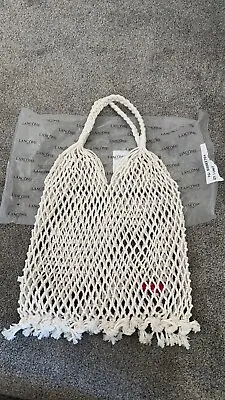 LANCOME Macrame Crochet Braided Handles Shopping Beach Reusable Tote Bag NEW • $14.99