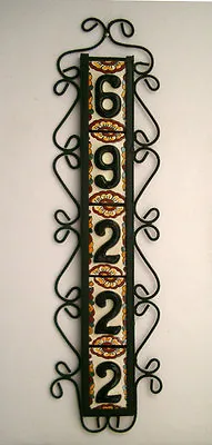 5 BLACK Mexican Tiles House Numbers High Relief & Vertical Frame • $52