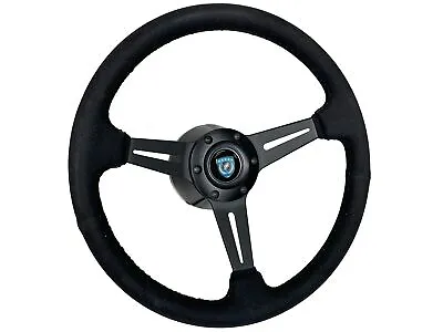 BMW E28 E30 E32 6-Bolt Suede Short Hub Steering Wheel Kit Blue Emblem M • $242.99