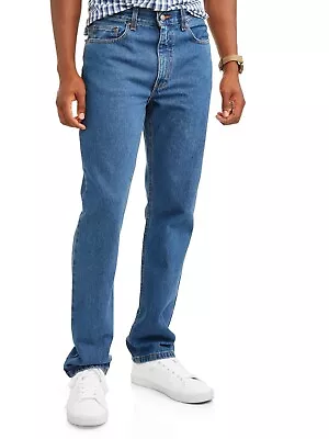 Men's Fit Denim Straight Cotton Jeans Men 5 Pockets Tall & Big Regular Blue Pant • $18.99