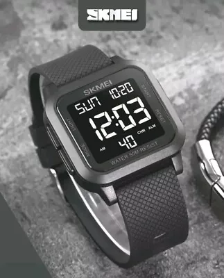 SKMEI Mens LED Watch Waterproof Digital Sports Stopwatch Military Alarm Watches • £10.79