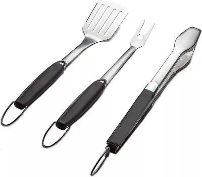 Simplistex 3 Piece Stainless Steel BBQ Grill Tool Set W/Tongs Spatula & Fork • $22.99