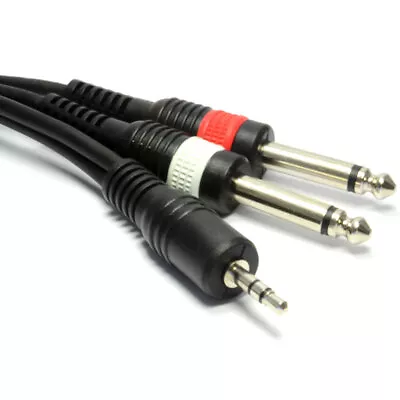 30cm PRO 3.5mm Stereo To 2 X 6.35mm 1/4 Inch Mono Jacks Cable Lead • £5