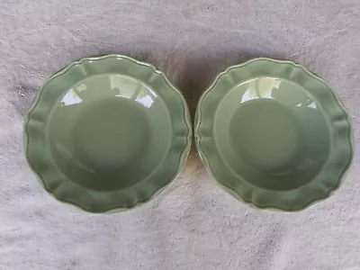 Varages France LUBERON CELADON Rim Rimmed Soup Pasta Bowl Green 9.25  Set Of 2 • $34.13