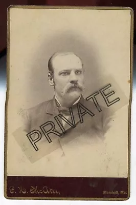Cabinet Photo-Marshall Missouri-Man Moustache-Uncle Ned E P Irvine-McAtee Studio • $13.46