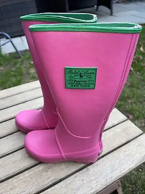 Brand New Gorgeous Girls Ralph Lauren Welly Boots Wellies Size 9 Uk Eu26 Pink • £25.99