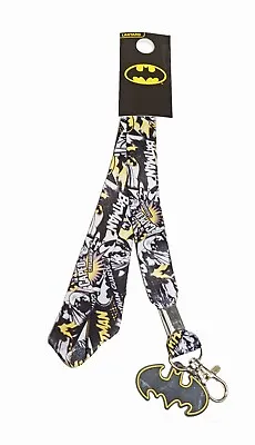 Batman Allover Pattern DC Comic Graphics Fabric Lanyard + Rubber Bat Charm 2020 • $7.20