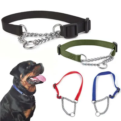 £4.80 • Buy Dog Adjustable Half Semi Choke Choker Check Chain Nylon Training Trainer Top