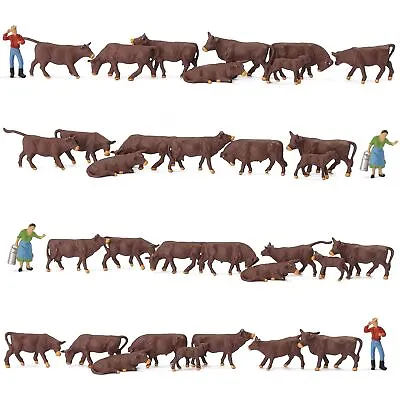 36pcs Model Trains HO Scale 1:87 Painted Farm Animals Brown Cows Cattle Shepherd • $10.99
