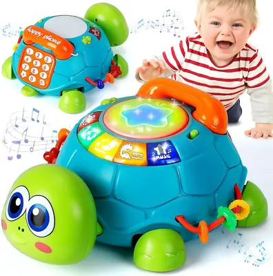 LULULIA Baby Toys 6 Months PlusMusical Crawling Turtle Toys For 0-6-12 Months 1 • £25.84
