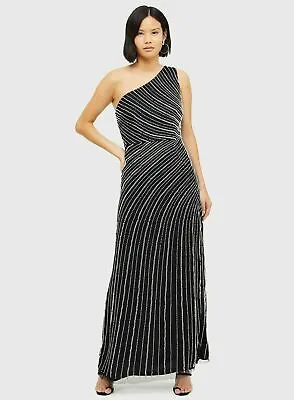 New Miss Selfridge Sequin Embellished One Shoulder Maxi Dress Party Look Uk 10 • $186.50