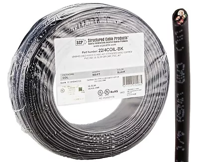 22 Ga  4 Conductor UL STRANDED COPPER BLACK 500 FT Security Alarm Wire • $68.95