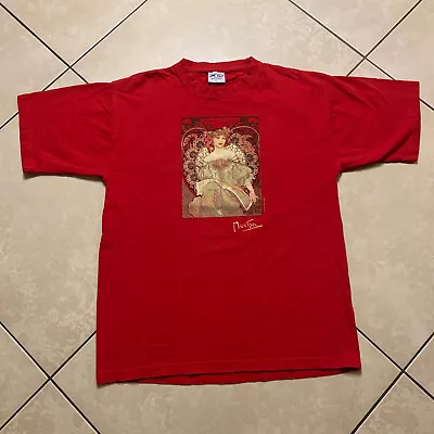 Vintage 2007 Alphonse Mucha Daydream Reverie 1896 Art Nouveau T-Shirt Large VTG • $29.95