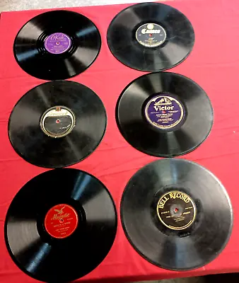 Lot Of 6 Vintage 78 Rpm 10  Shellac Mixed Records  - See Description For Details • $5
